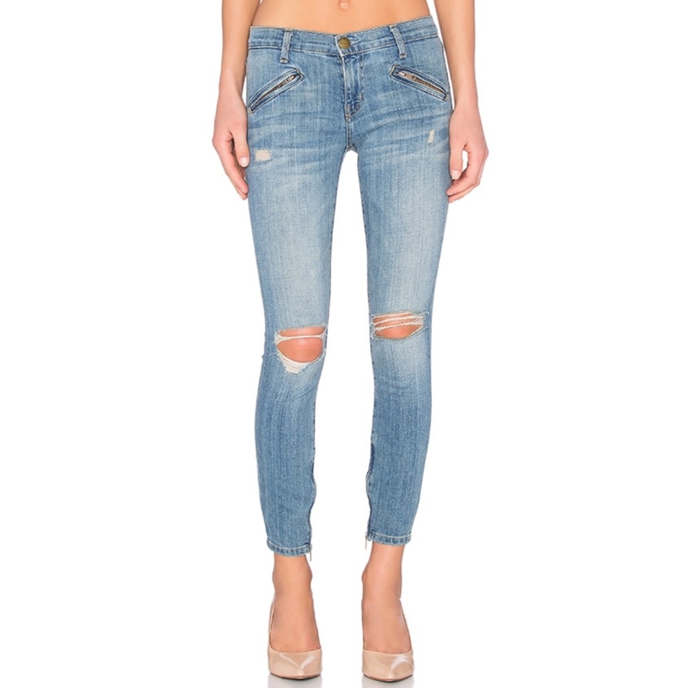 Current Elliot The Silverlake Zip Distressed Jeans
